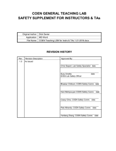 COEN GENERAL TEACHING LAB SAFETY SUPPLEMENT FOR INSTRUCTORS &amp; TAs