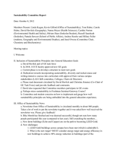 Sustainability Committee Report  Date: October 8, 2012