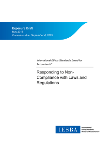 Responding to Non- Compliance with Laws and Regulations Exposure Draft