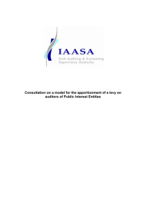 Consultation on a model for the apportionment of a levy... auditors of Public Interest Entities