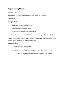 Program meeting Minutes April 14, 2014 Class issues Chicago  Update