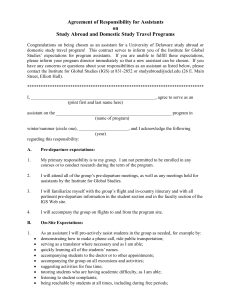 Agreement of Responsibility for Assistants on