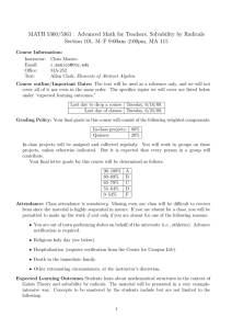 MATH 5360/5361 : Advanced Math for Teachers, Solvability by Radicals