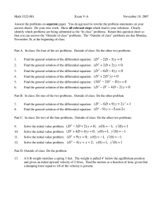 Math 3322-001 Exam V-A November 19, 2007 separate