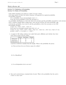 Page 1 Week in Review #6 Section 7.2: Definition of Probability.