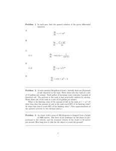 Problem 1. In each part, find the general solution of... equation. A. dy