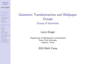 Geometric Transformations and Wallpaper Groups Groups of Isometries Lance Drager