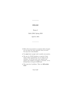 EXAM Exam 2 Math 2360, Spring 2010 April 6, 2011