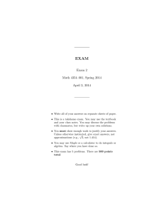 EXAM Exam 2 Math 4354–001, Spring 2014 April 3, 2014