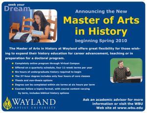 Master of Arts in History Dream Announcing the New