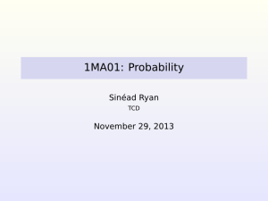 1MA01: Probability Sinéad Ryan November 29, 2013 TCD