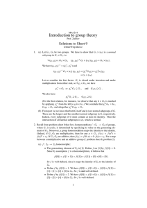 Introduction to group theory Solutions to Sheet 9