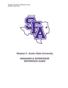 Stephen F. Austin State University MANAGER &amp; SUPERVISOR REFERENCE GUIDE