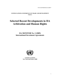 Selected Recent Developments in IIA Arbitration and Human Rights International Investment Agreements