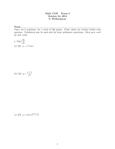 Math 171H Exam 2 October 24, 2014 S. Witherspoon