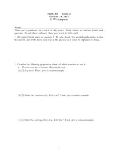 Math 365 Exam 2 October 19, 2012 S. Witherspoon