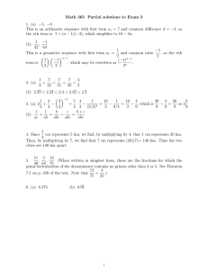 Math 365 Partial solutions to Exam 3 1. (a) −5, −8