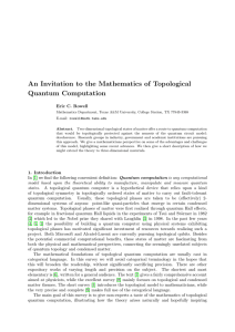 An Invitation to the Mathematics of Topological Quantum Computation Eric C. Rowell