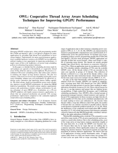 OWL: Cooperative Thread Array Aware Scheduling Techniques for Improving GPGPU Performance