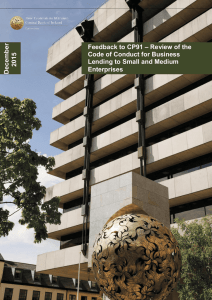 – Review of the Feedback to CP91 Code of Conduct for Business