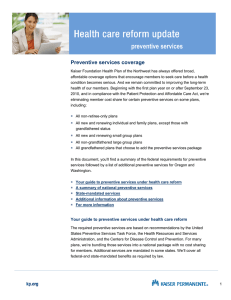 Your guide to preventive services Early retiree reinsurance prog Preventive services coverage
