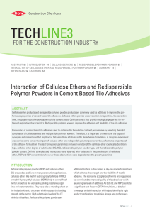 tECh LINE3 Interaction of Cellulose Ethers and redispersible