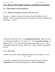 Ch 2:  Discrete-Time Models, Sequences, and Difference Equations