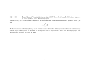 1120-14-103 Bruce Reznick* (), 1409 W Green St, Urbana, IL 61801. Sums... of binary quadratic forms. Preliminary report.