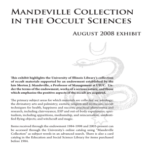 Mandeville Collection in the Occult Sciences August 2008 exhibit