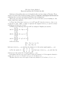 MA 1111: Linear Algebra I Homework problems due November 26, 2015