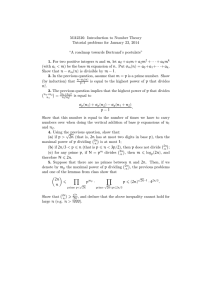 MA2316: Introduction to Number Theory Tutorial problems for January 23, 2014