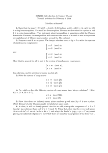 MA2316: Introduction to Number Theory Tutorial problems for February 6, 2014