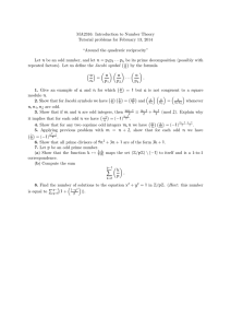 MA2316: Introduction to Number Theory Tutorial problems for February 13, 2014
