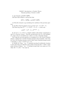 MA2317: Introduction to Number Theory Tutorial problems, October 8, 2010