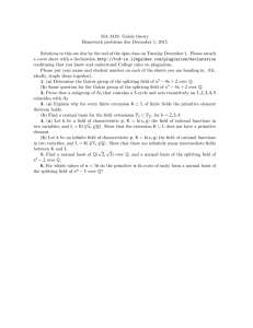 MA 3419: Galois theory Homework problems due December 1, 2015