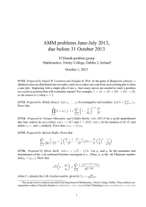 AMM problems June-July 2013, due before 31 October 2013 TCDmath problem group