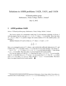 Solutions to AMM problems 11628, 11631, and 11636 1 AMM problem 11628