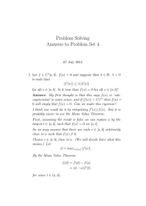 Problem Solving Answers to Problem Set 4
