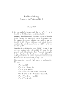 Problem Solving Answers to Problem Set 9