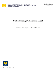 Understanding Participation in SSI Working Paper Kathleen McGarry and Robert F. Schoeni
