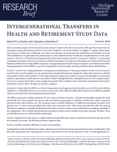 ReseaRch Brief Intergenerational Transfers in Health and Retirement Study Data