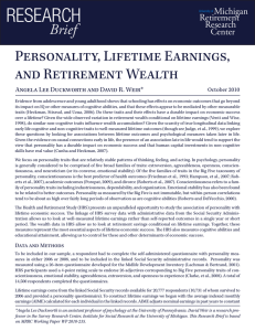 ReseaRch Brief Personality, Lifetime Earnings, and Retirement Wealth