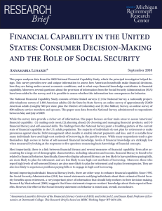 ReseaRch Brief Financial Capability in the United States: Consumer Decision-Making
