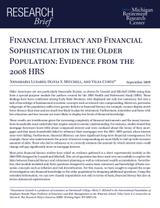 ReseaRch Brief Financial Literacy and Financial Sophistication in the Older