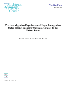 Previous Migration Experience and Legal Immigration United States