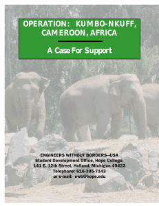OPERATION:   KUMBO-NKUFF, CAMEROON, AFRICA  A Case For Support