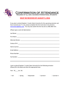 Confirmation of Attendance MUST BE RECEIVED BY AUGUST 9, 2016