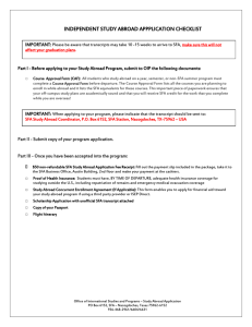 INDEPENDENT STUDY ABROAD APPPLICATION CHECKLIST