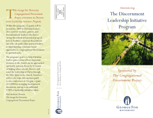 T The Discernment Leadership Initiative Announcing