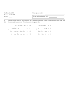 Mathematics 2360 Name (please print) Exam I, Feb 5, 2009